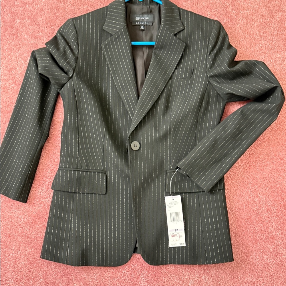 Jones New York Black Pinstripe Blazer